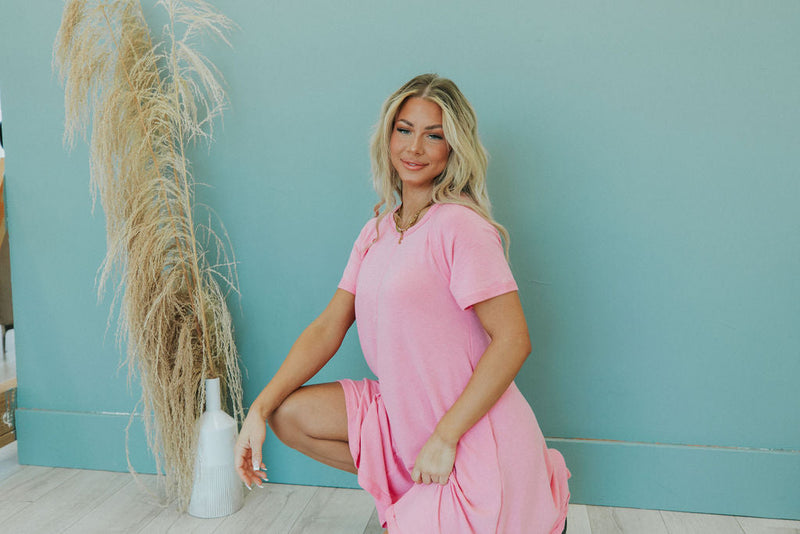 Catch Yourself Flare Fit Dress - Pink