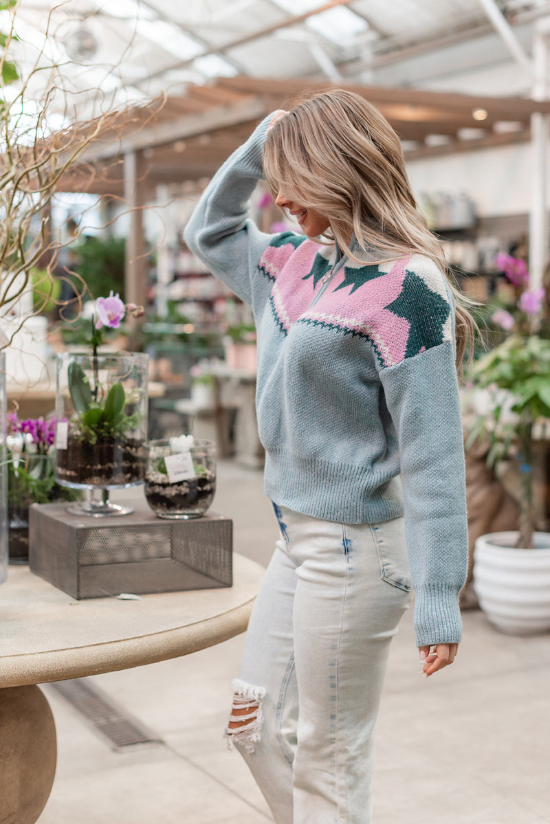 All Eyes On You Star Sweater- Light Blue