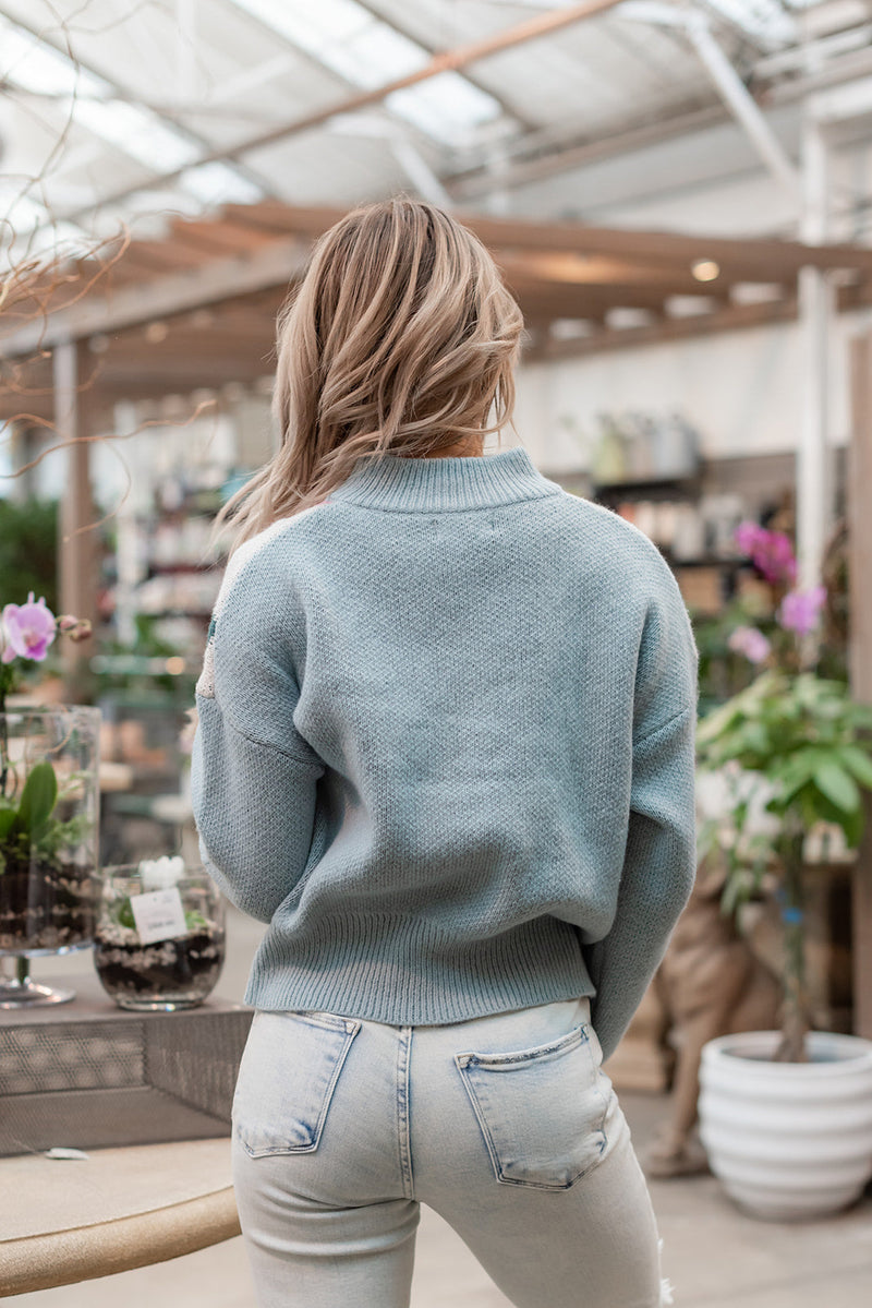 All Eyes On You Star Sweater- Light Blue