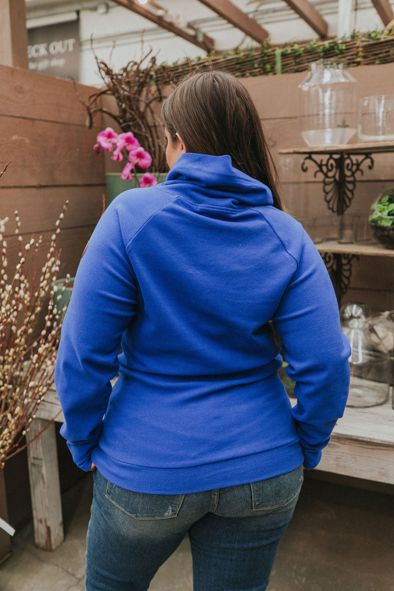 Get Together Classic Zip Cowl Sweatshirt - Royal Blue