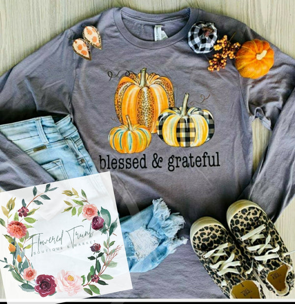 Blessed & Grateful Pumpkin Jersey Tee