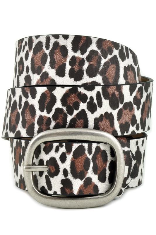 Seeing Double Leopard Print Belt- White