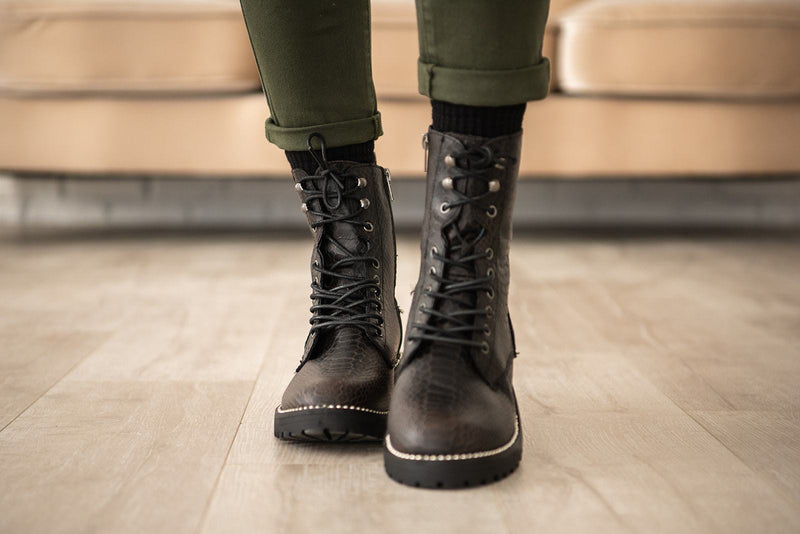 Conquest Snake Print Combat Boot