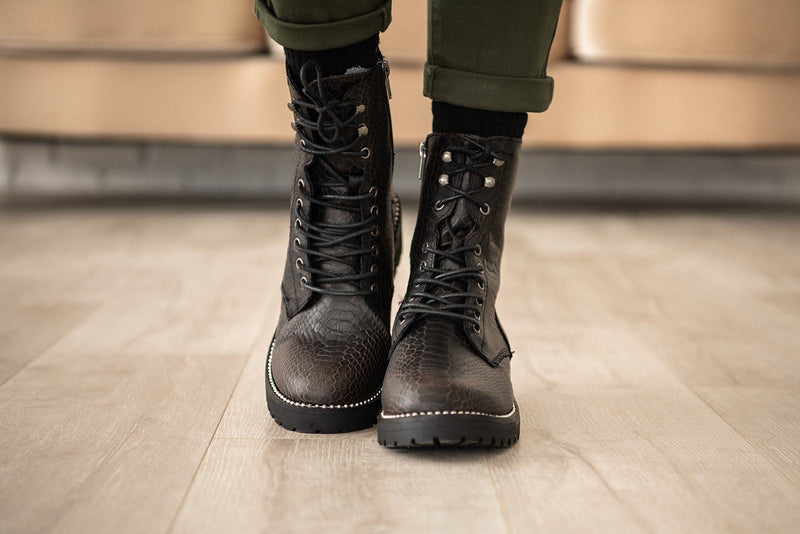 Conquest Snake Print Combat Boot