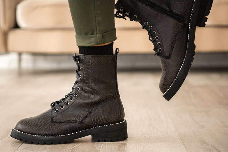 Conquest Snake Print Combat Boot