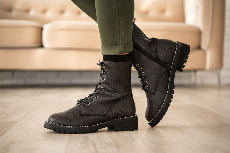 Conquest Snake Print Combat Boot