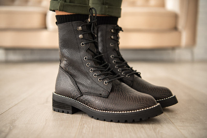 Conquest Snake Print Combat Boot