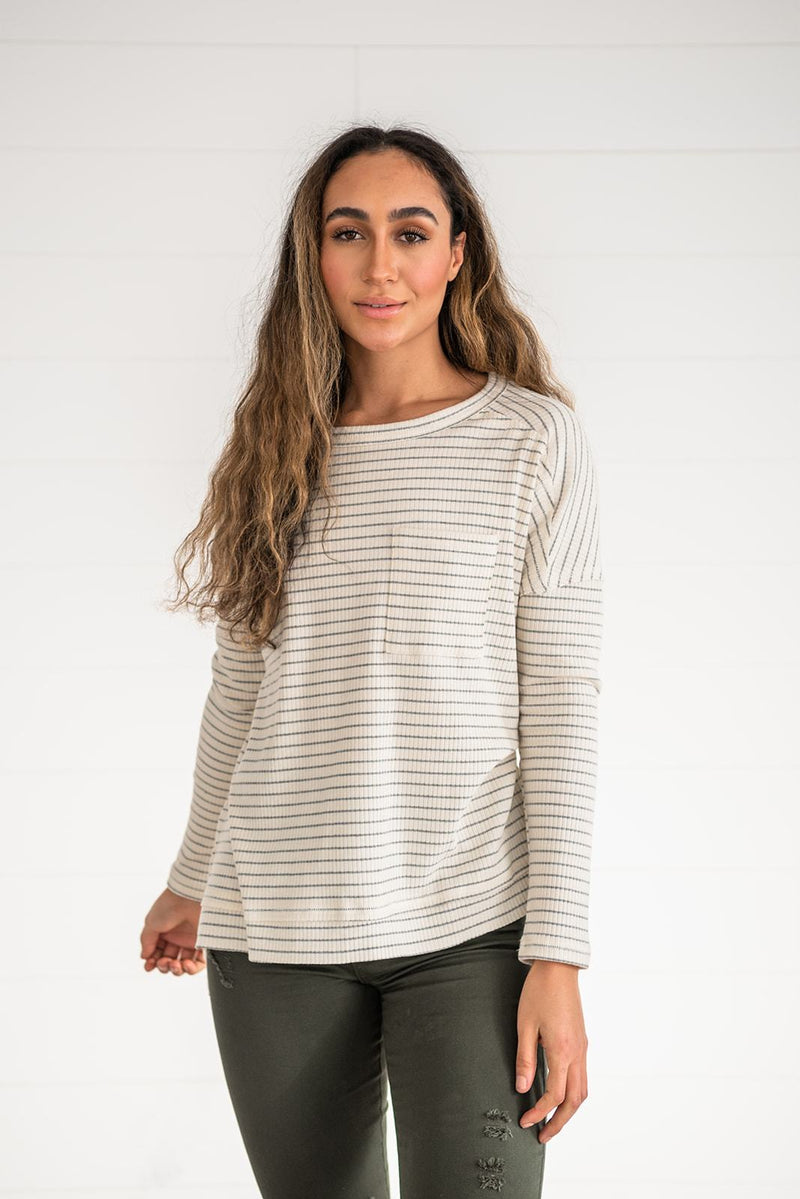 Keep It Casual Ribbed Striped Top