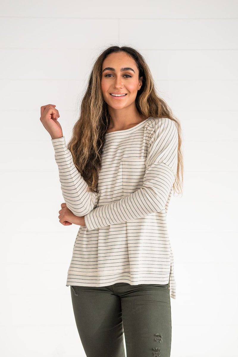 Keep It Casual Ribbed Striped Top
