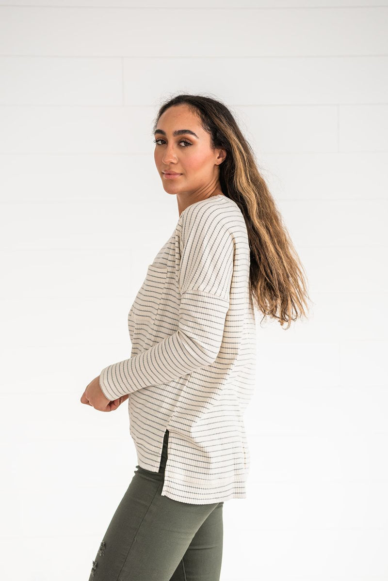 Keep It Casual Ribbed Striped Top